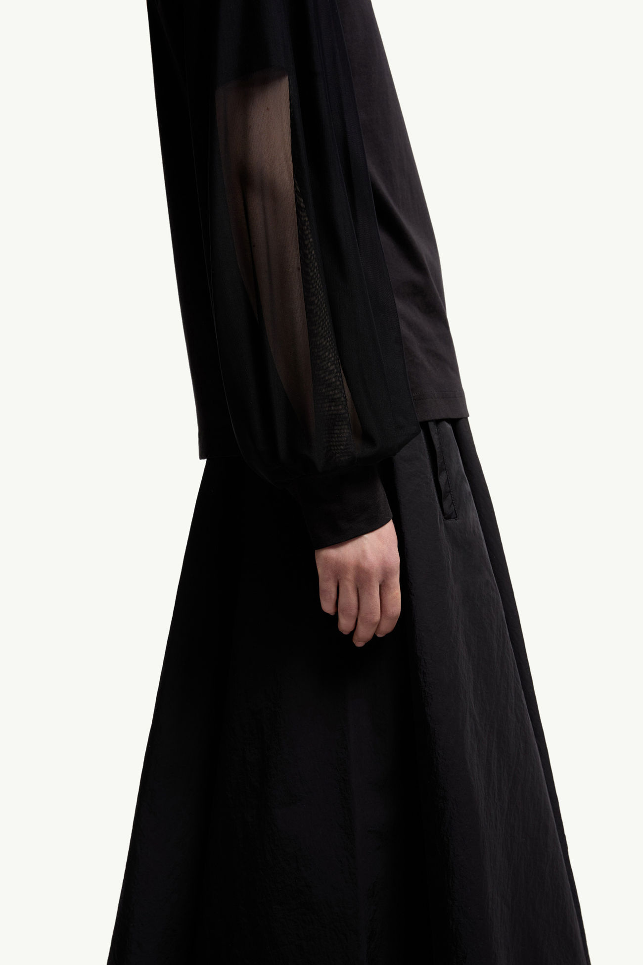 Haut à manches longues en tulle Femmes Noir Moncler 5