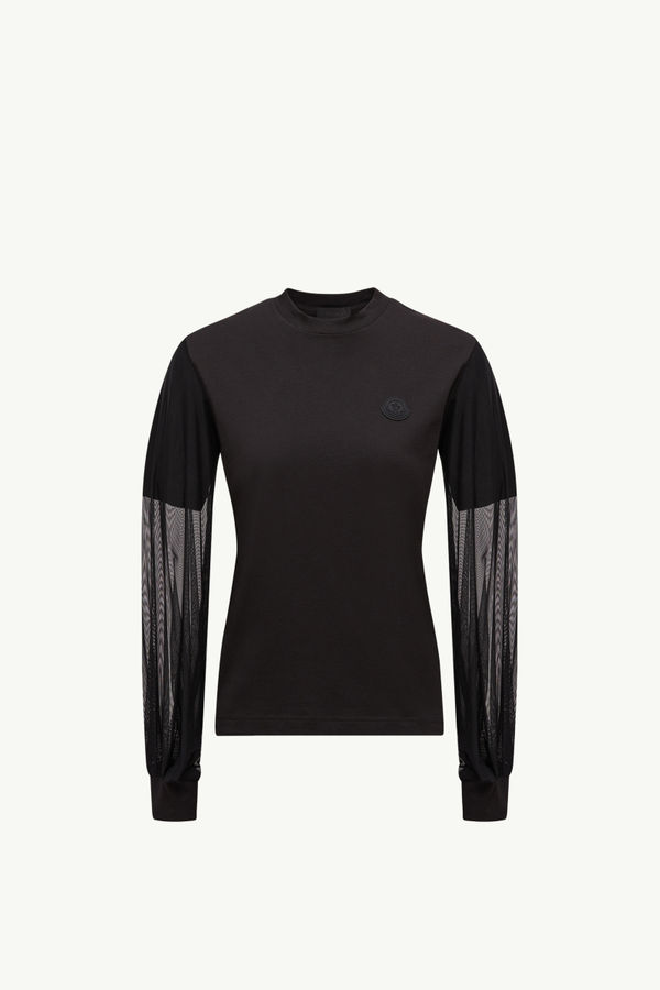 Haut à manches longues en tulle Femmes Noir Moncler 2