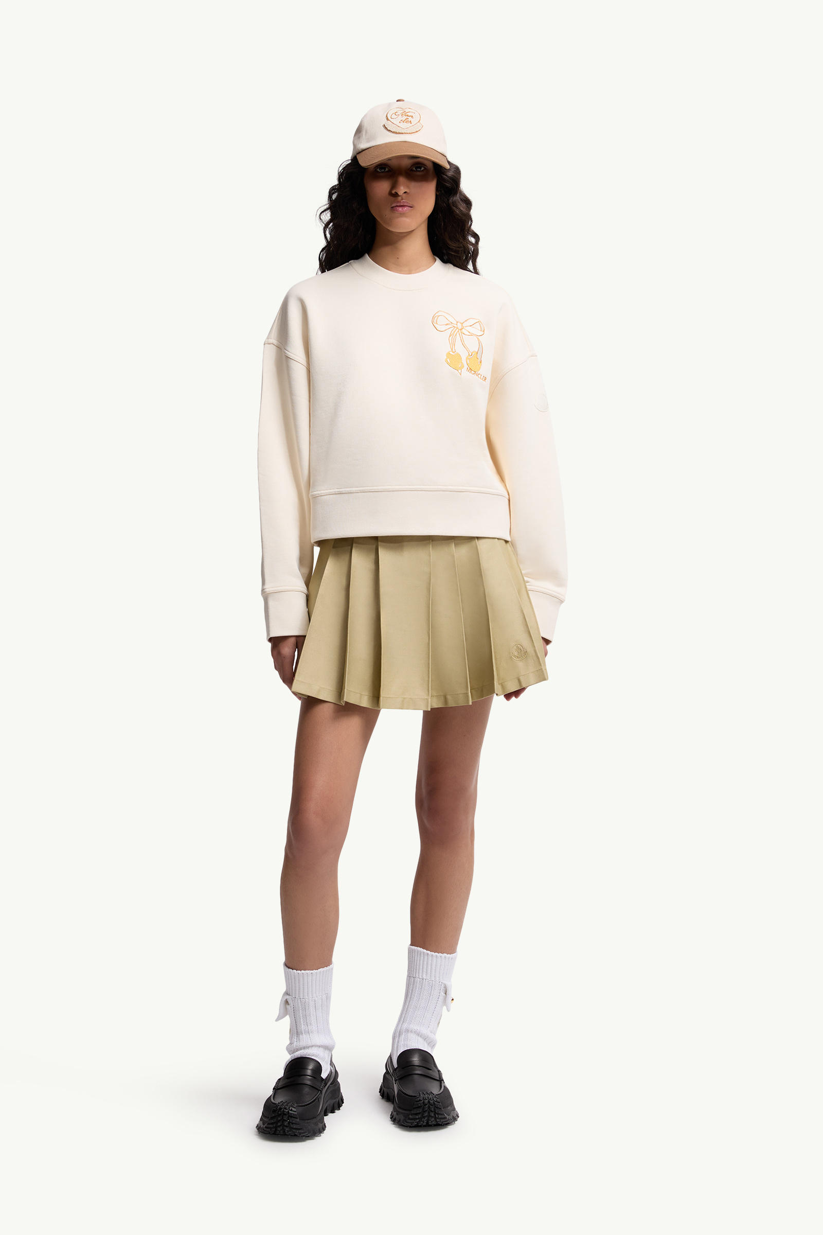 Embroidered Cotton Sweatshirt Women White Ivory Moncler 0