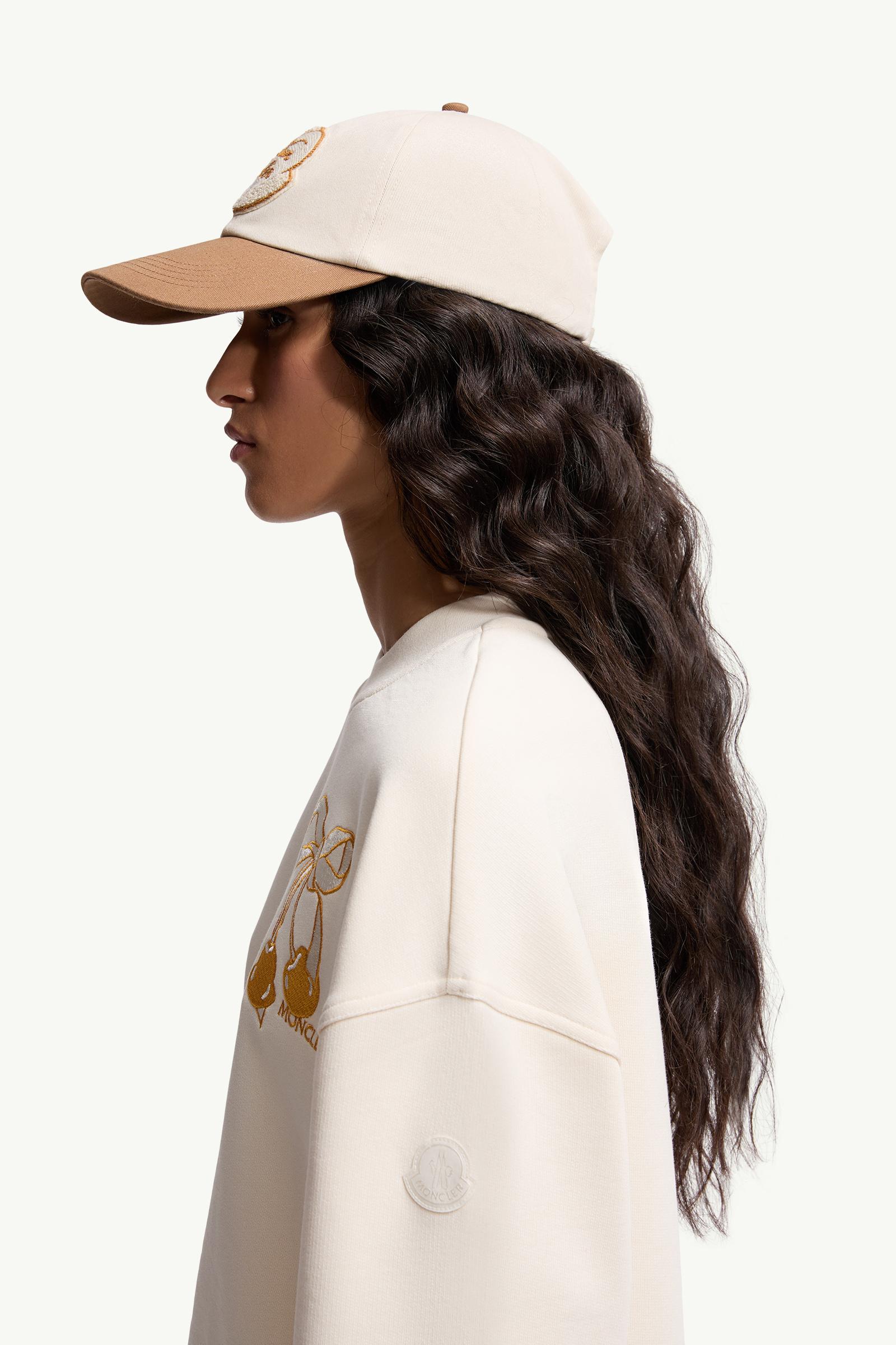 Embroidered Cotton Sweatshirt Women White Ivory Moncler 1