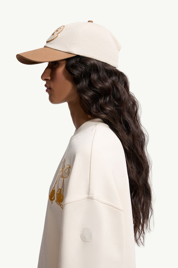 Sweat en coton brodé Femmes Blanc Ivoire Moncler 1