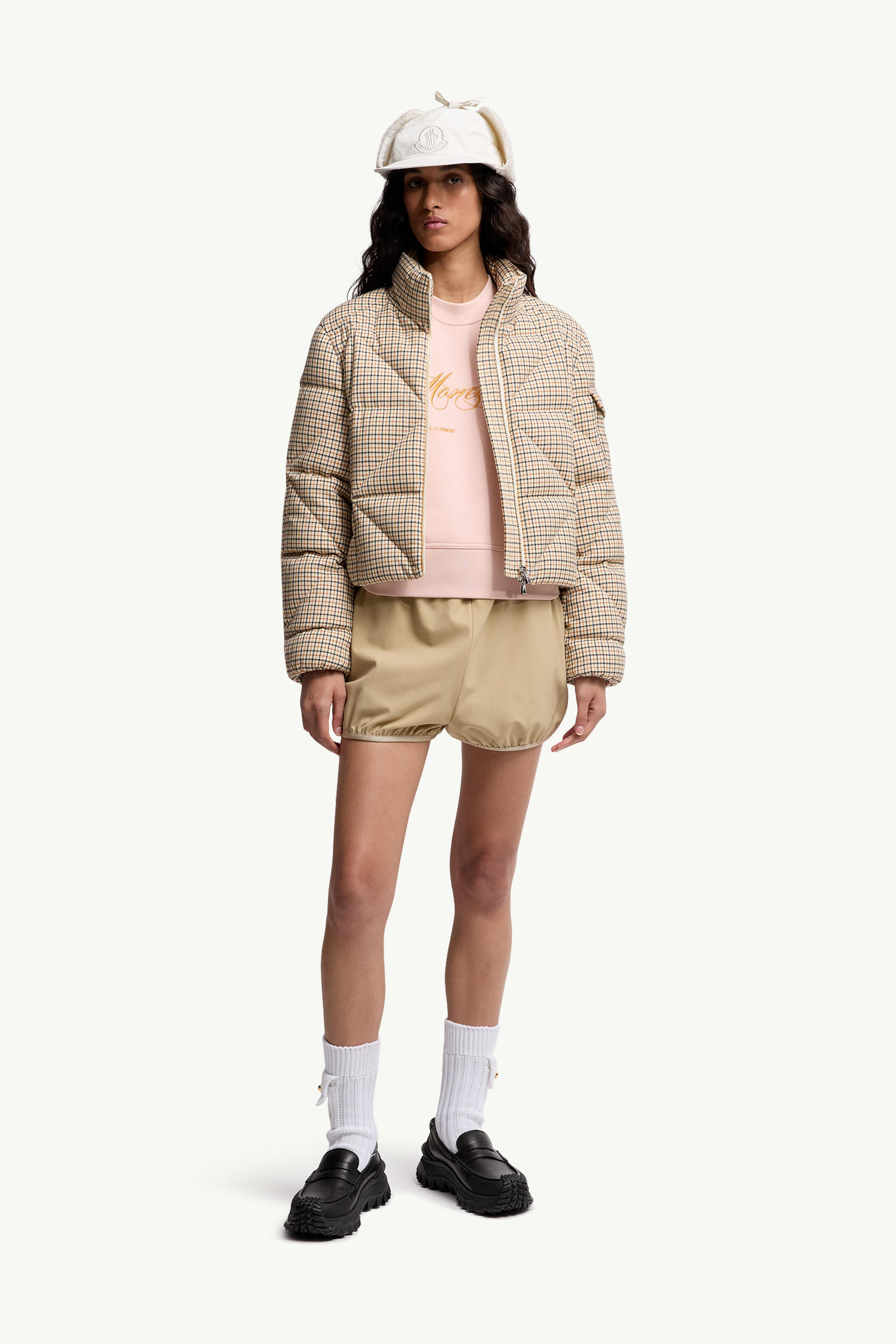 Embroidered Cotton Sweatshirt Women Light Pink Moncler 0