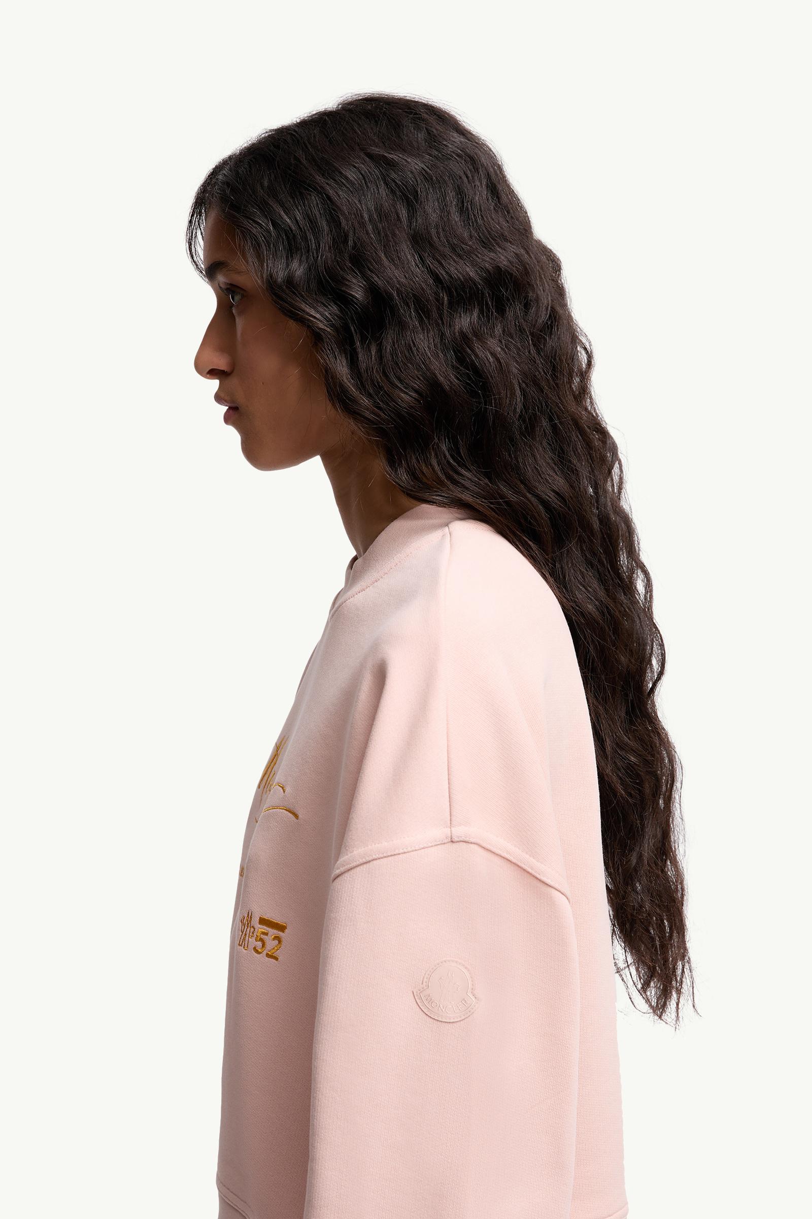 Embroidered Cotton Sweatshirt Women Light Pink Moncler 1