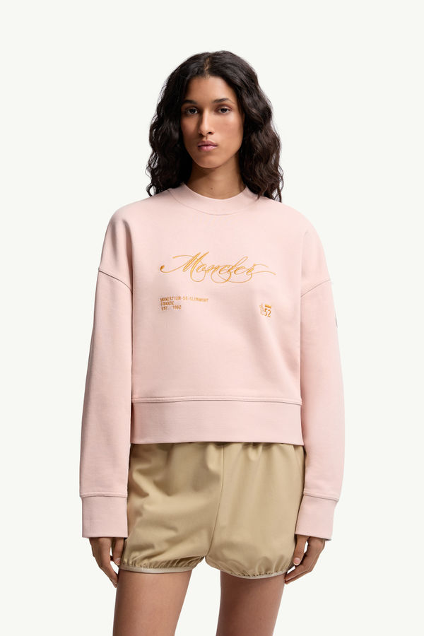 Sweatshirt aus Baumwolle mit Stickerei Damen Hellpink Moncler 3