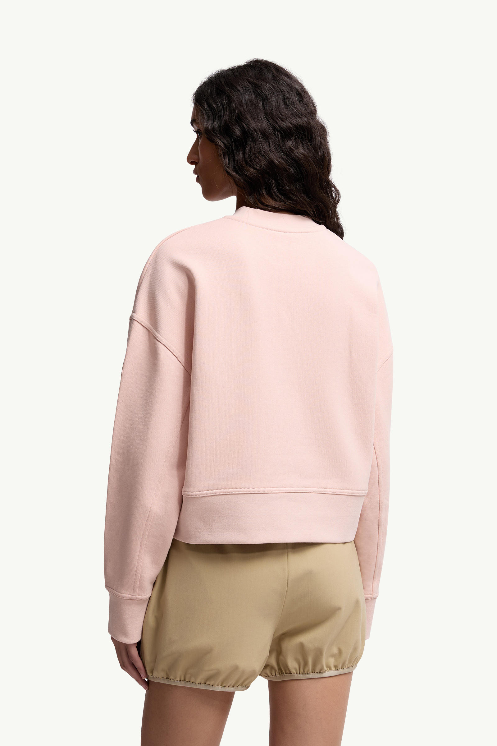 Embroidered Cotton Sweatshirt Women Light Pink Moncler 4