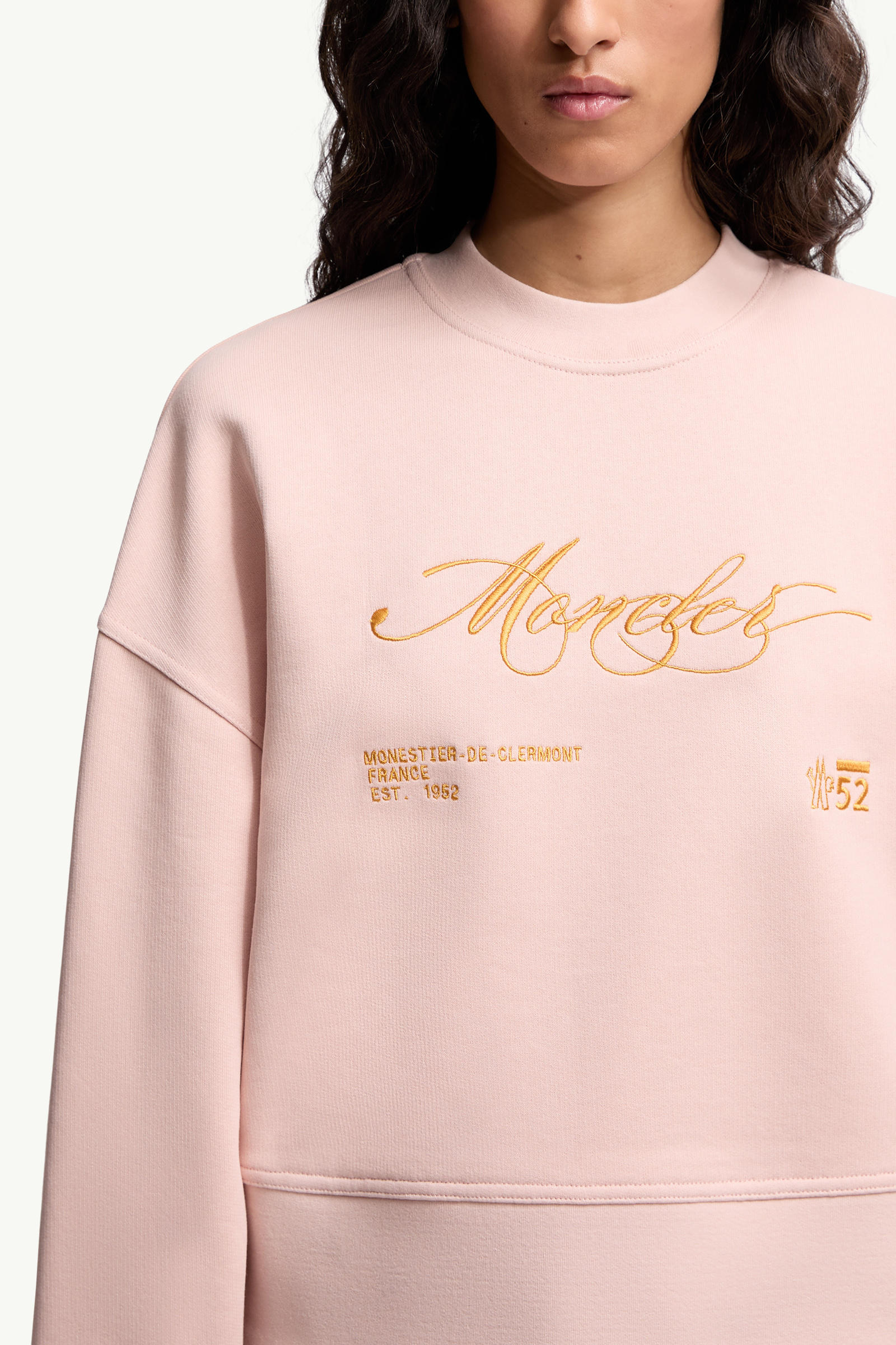 Embroidered Cotton Sweatshirt Women Light Pink Moncler 5