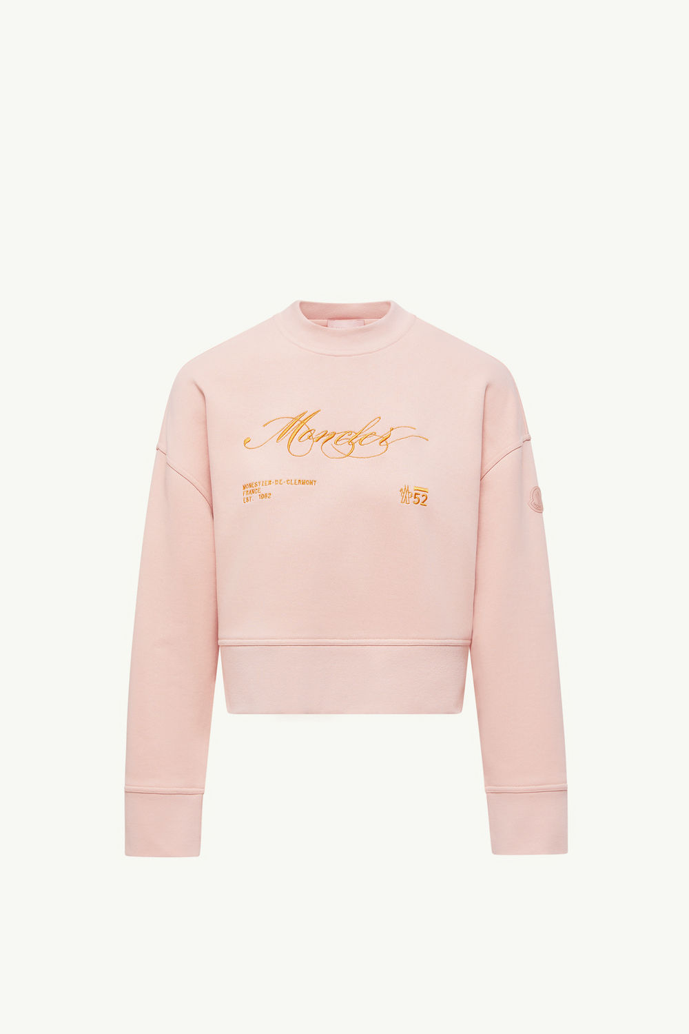 Embroidered Cotton Sweatshirt Women Light Pink Moncler 2