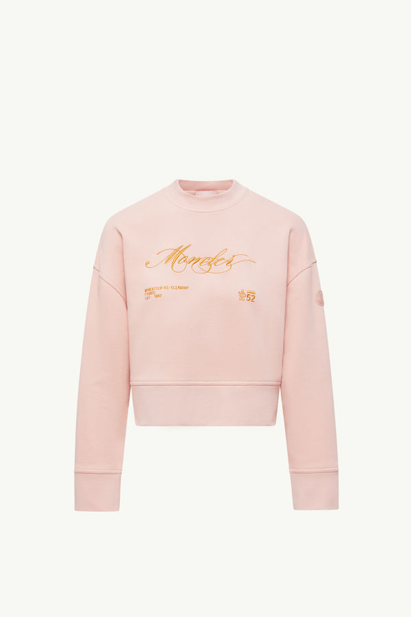 Sweatshirt aus Baumwolle mit Stickerei Damen Hellpink Moncler 2
