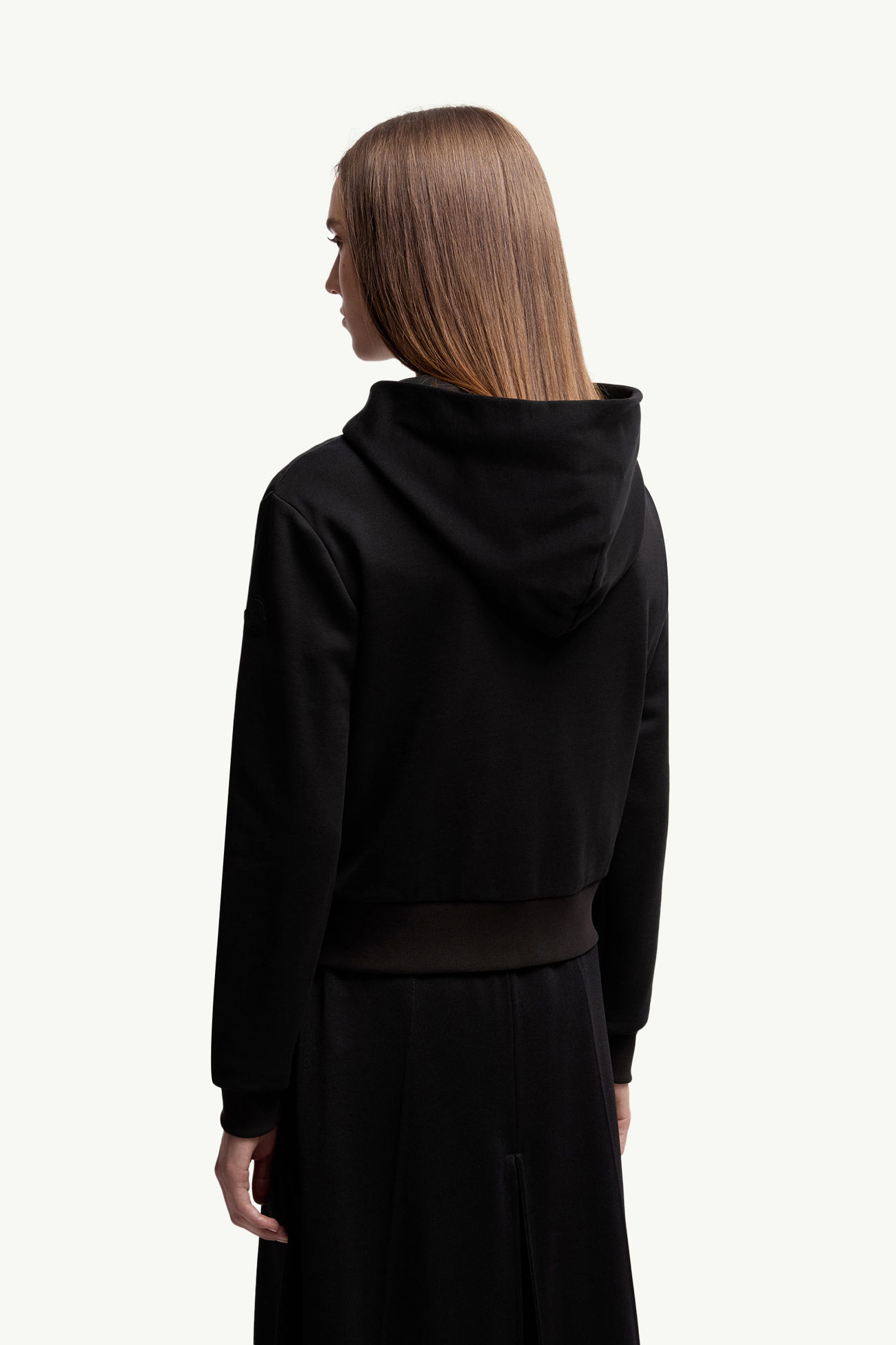 Cárdigan acolchado de algodón con capucha y cremallera Mujer Negro Moncler 4