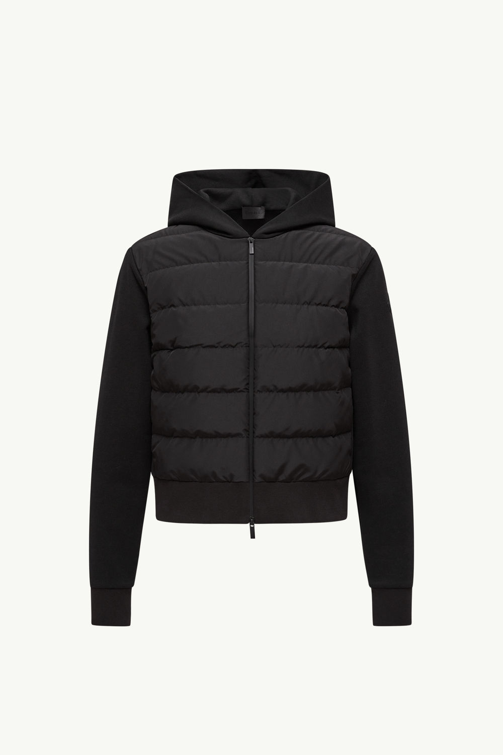 Padded Cotton Zip-Up Hoodie Women Black Moncler 2