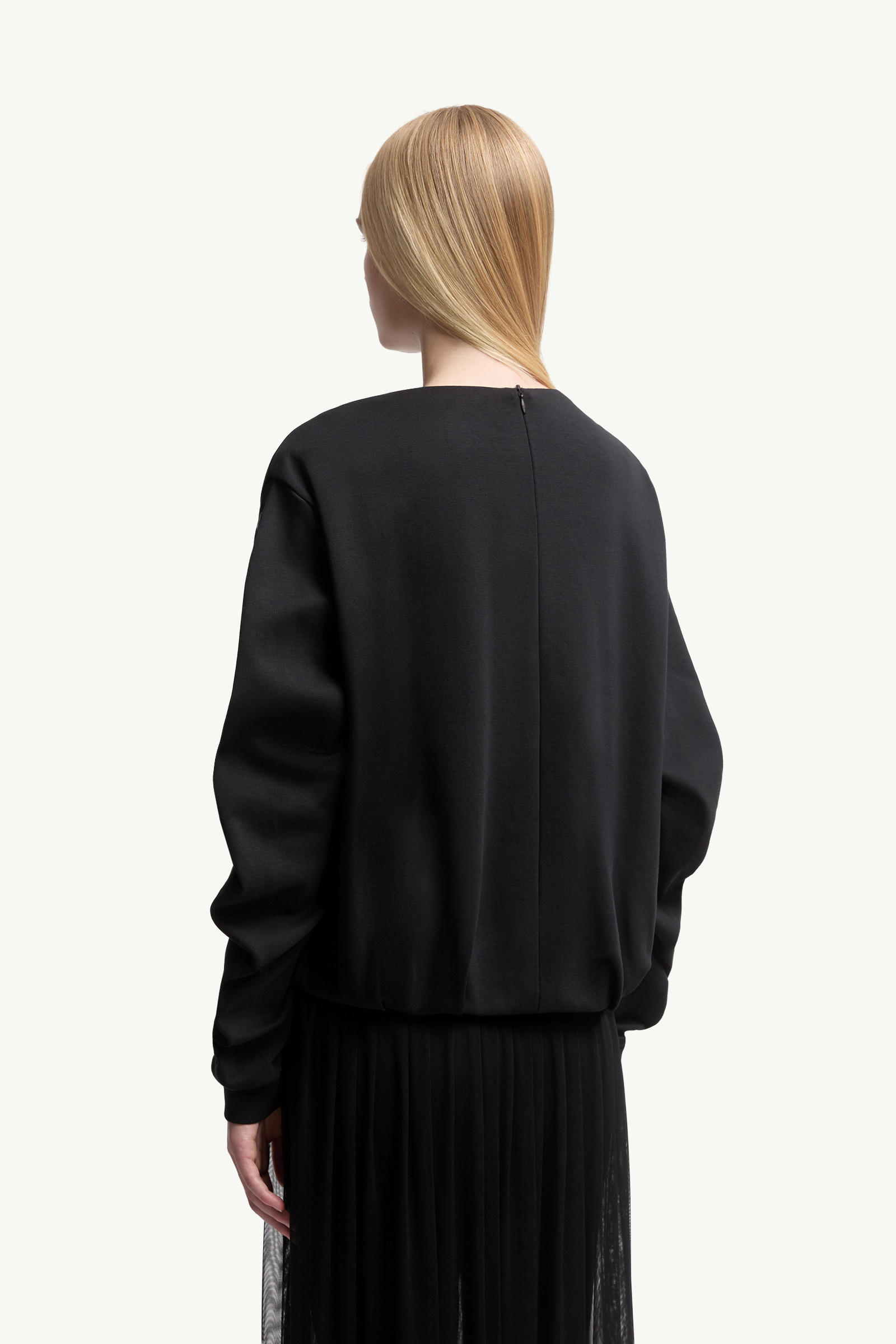 Cotton Pleated Sweatshirt Women Black Moncler 4
