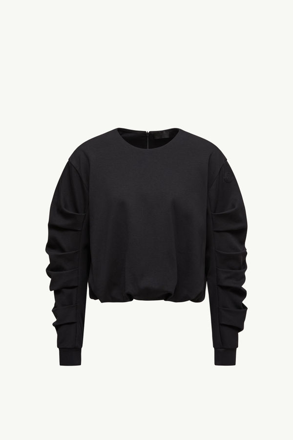 Sweatshirt aus Baumwolle mit Falten Damen Schwarz Moncler 2