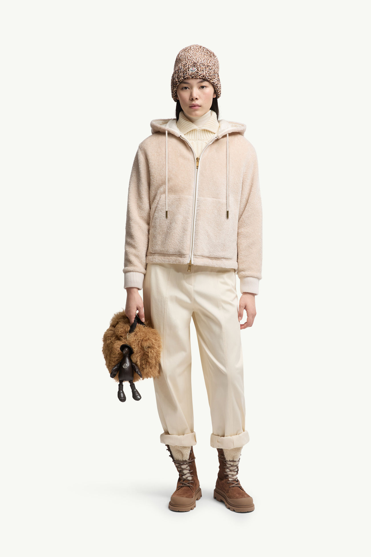 Wendbarer wattierter Kapuzenpullover Damen Weiß & Pink Moncler 0