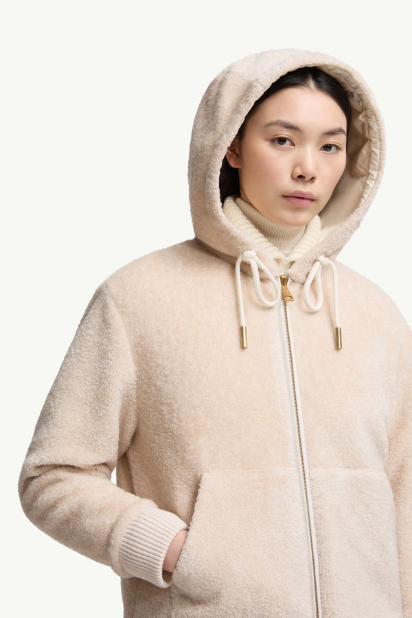 Reversible Padded Hoodie Women White & Pink Moncler 7