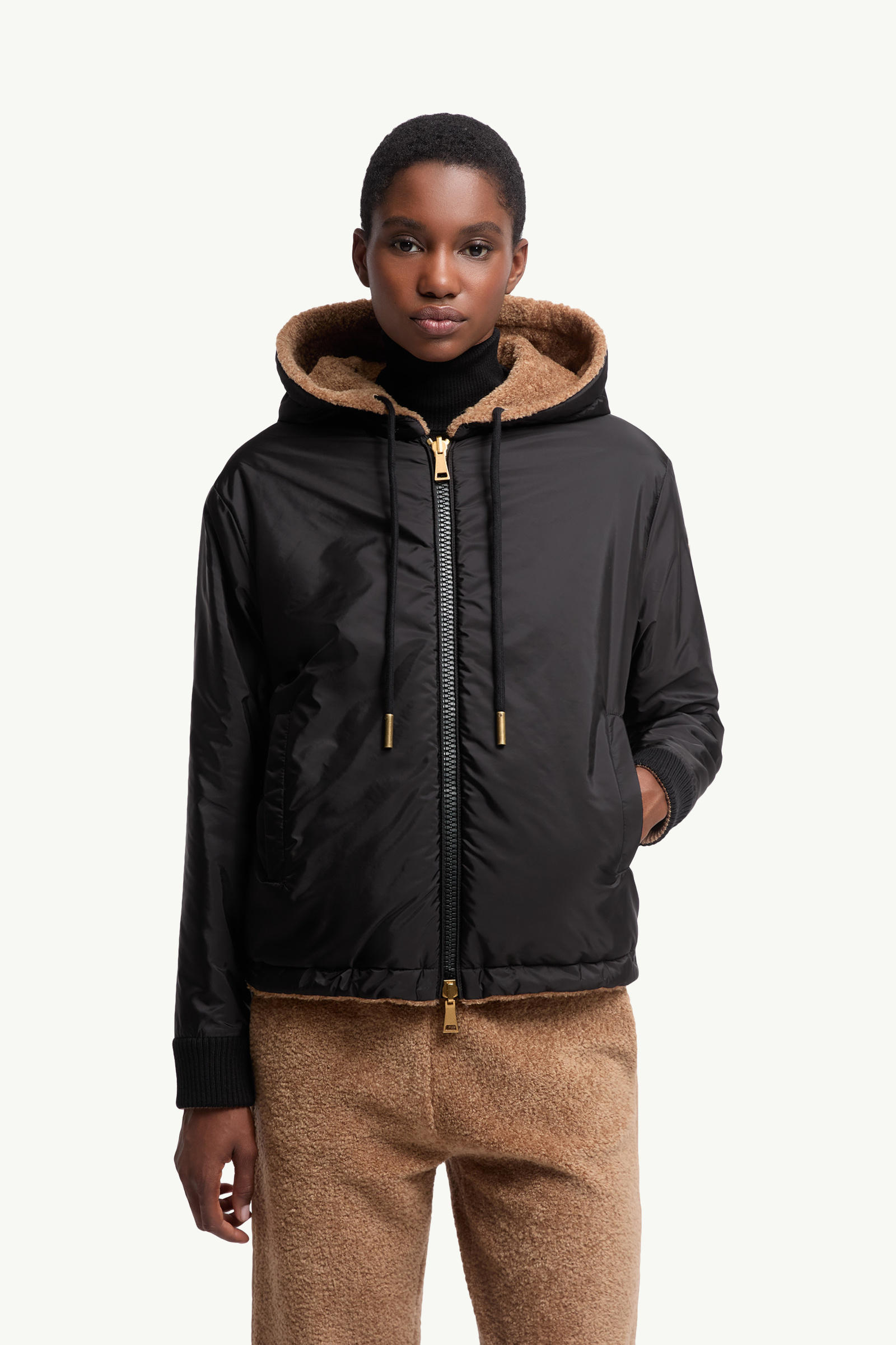 Reversible Padded Hoodie Women Brown & Black Moncler 5