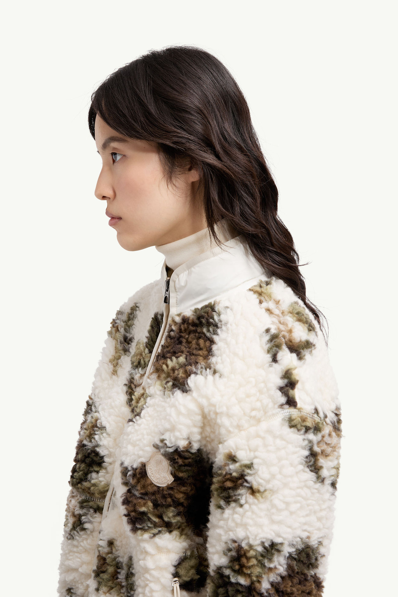 Maglione Imbottito in Misto Lana con Stampa Floreale Donna Bianco & Verde Moncler 1