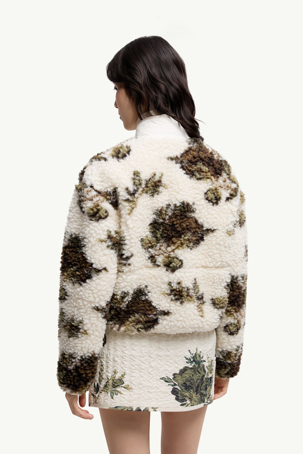 Floral Print Padded Wool Blend Jumper Women White & Green Moncler 4