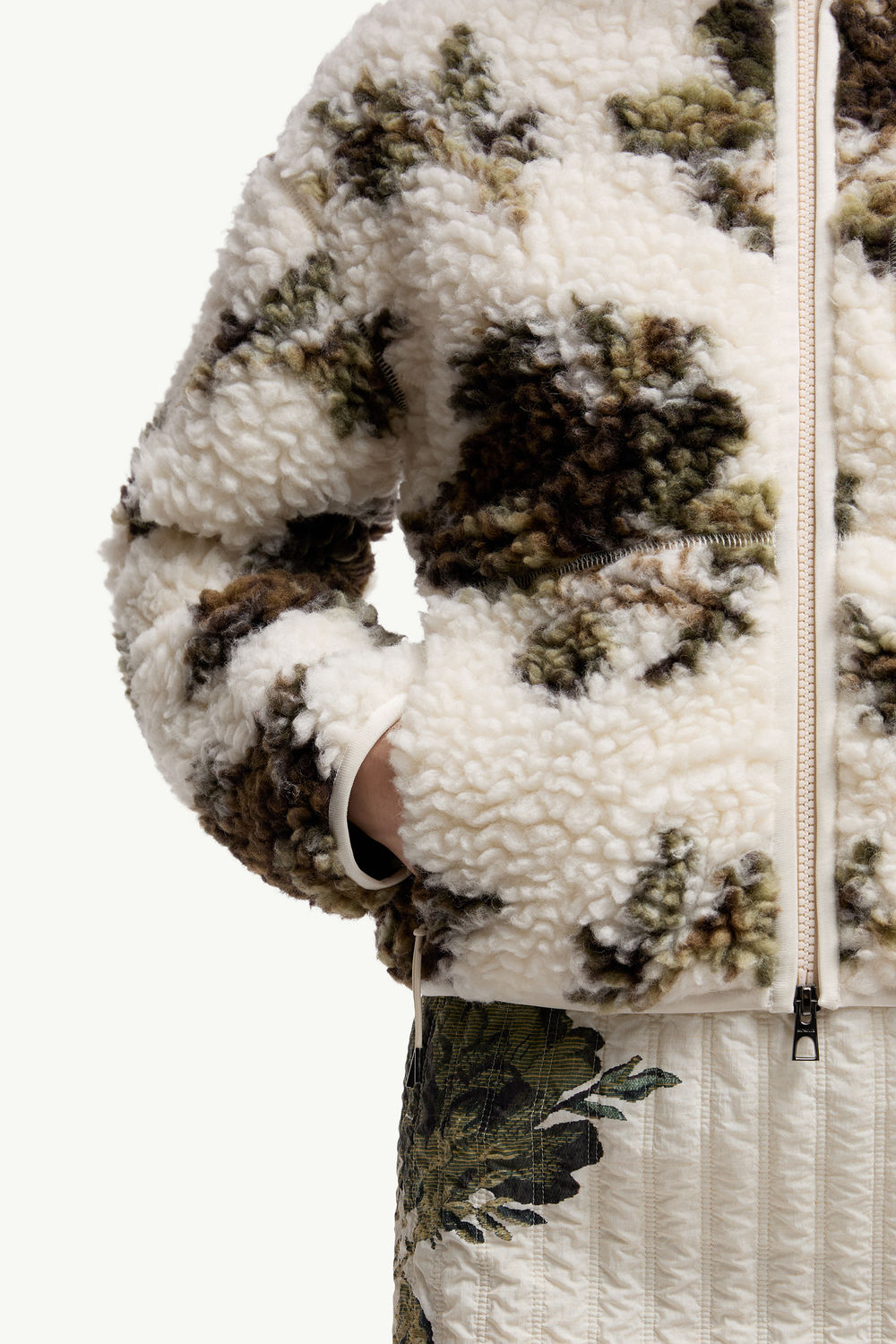 Floral Print Padded Wool Blend Jumper Women White & Green Moncler 5