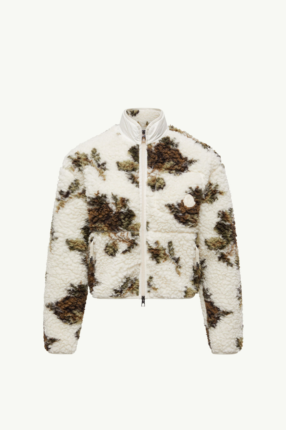 Floral Print Padded Wool Blend Jumper Women White & Green Moncler 2