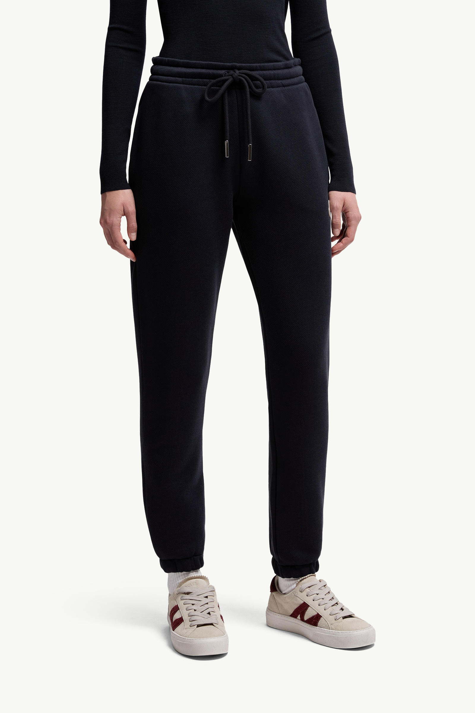 Logo Patch Cotton Track Pants Women Navy Blue Moncler 3