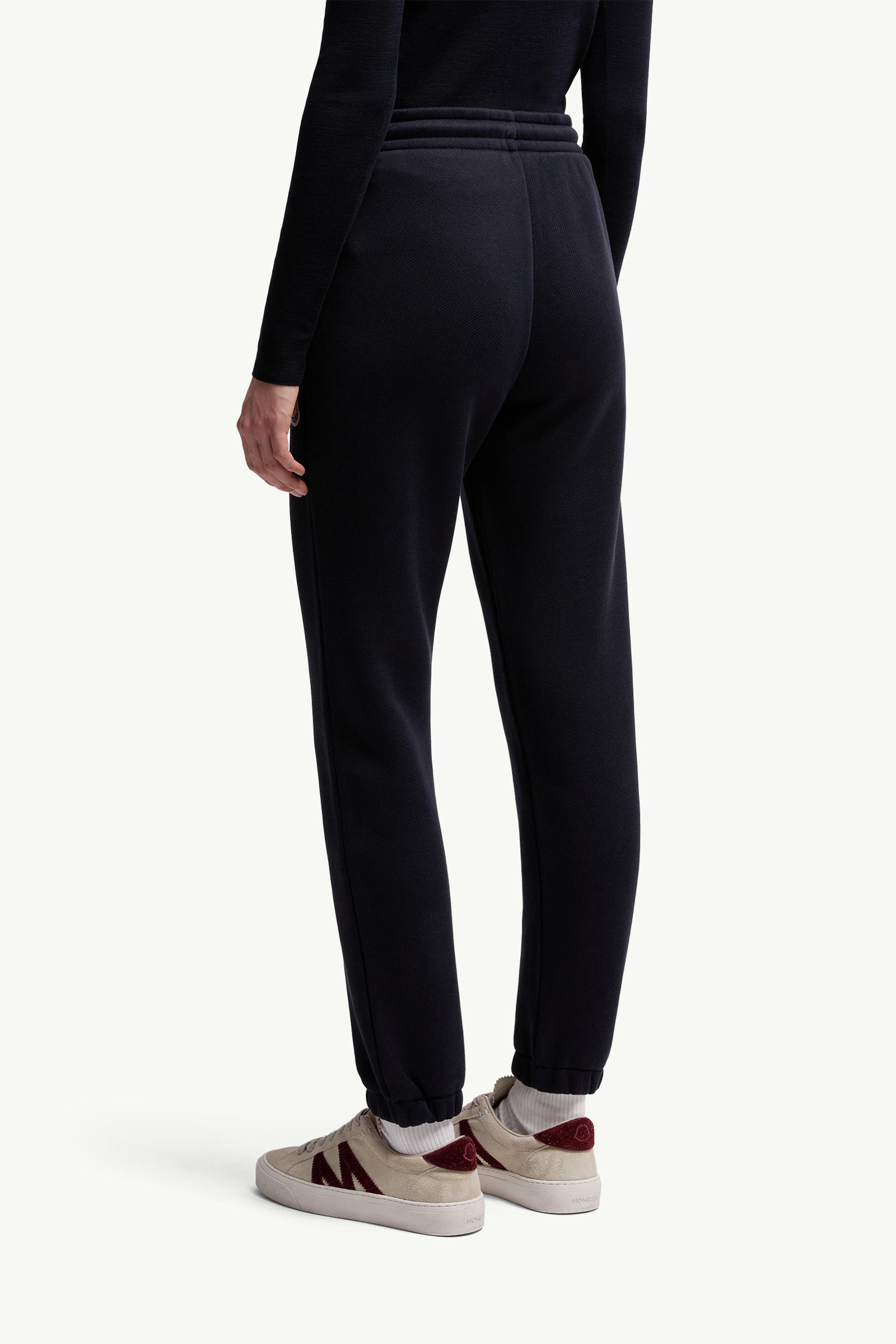Logo Patch Cotton Track Pants Women Navy Blue Moncler 4