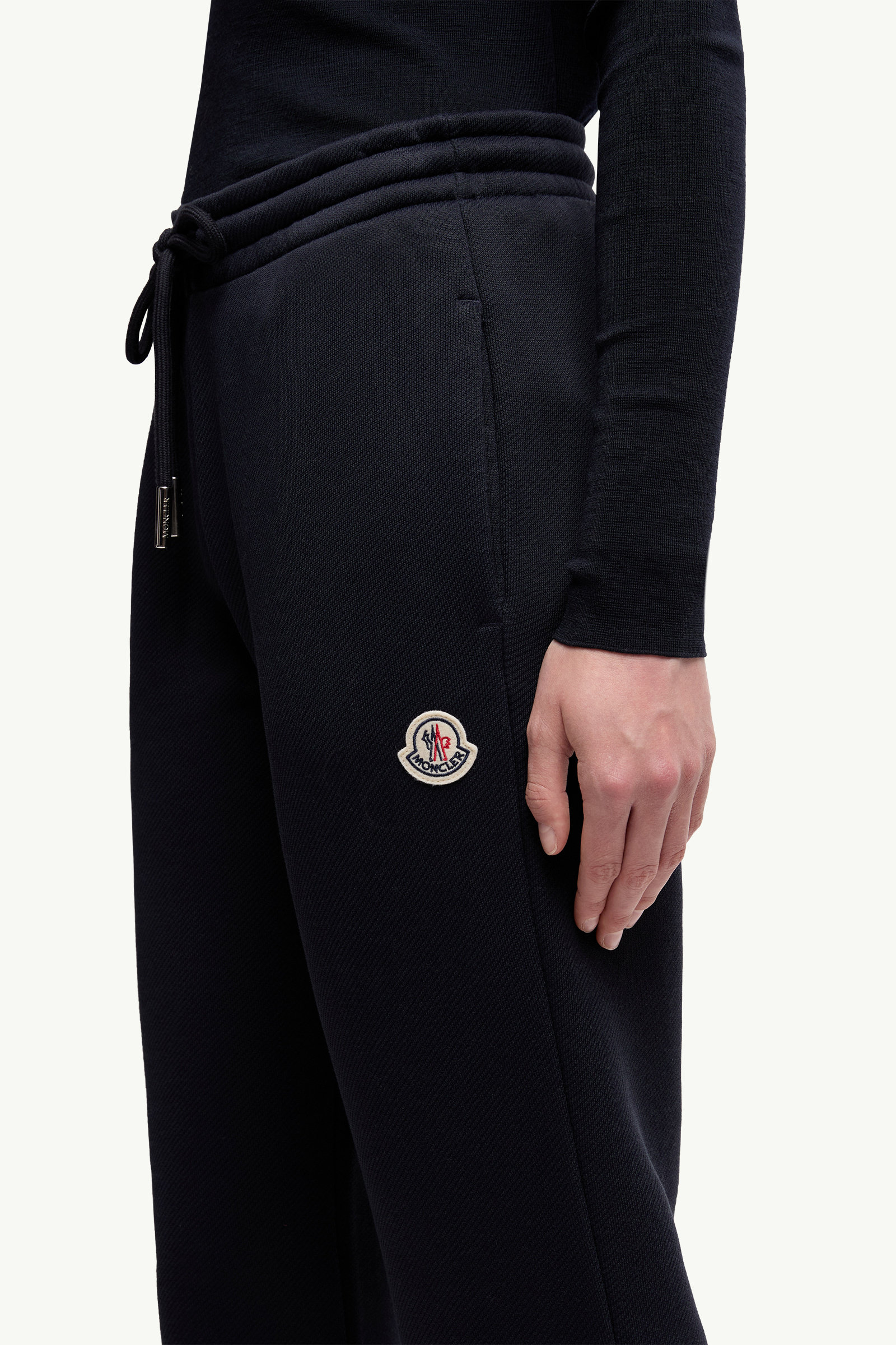 Logo Patch Cotton Track Pants Women Navy Blue Moncler 5