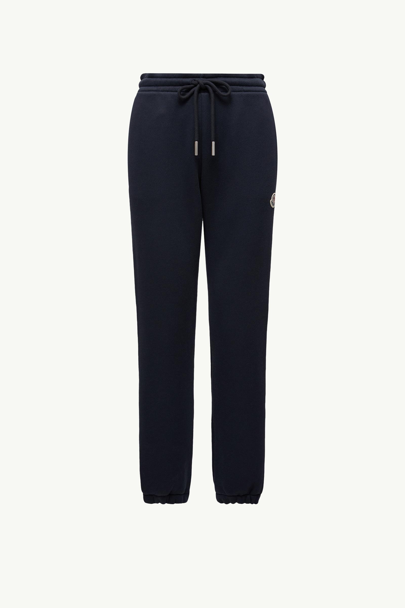 Navy Blue Logo Patch Cotton Track Pants - Trousers & Shorts
