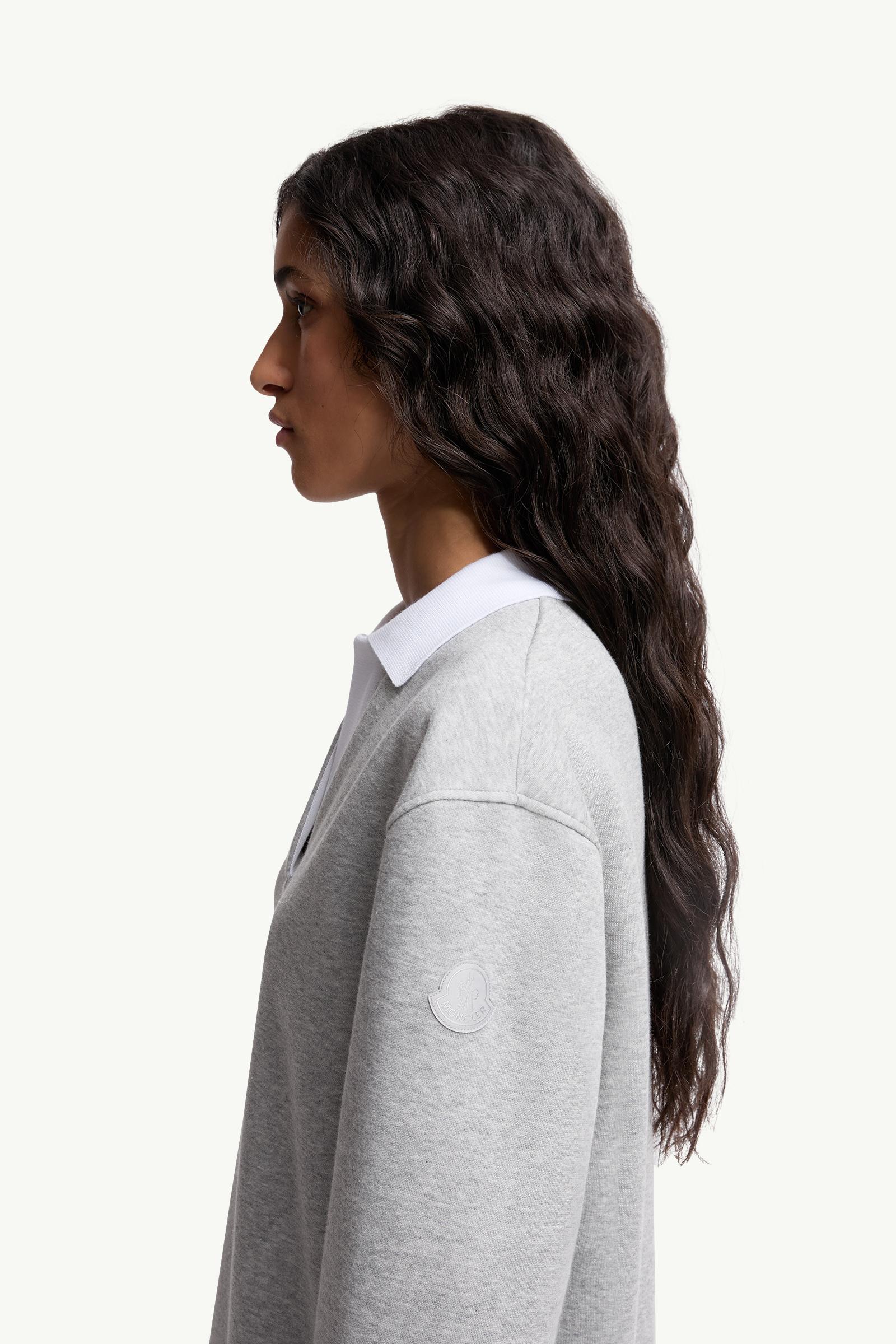Pleated Cotton Blend Polo Dress Women Gray Moncler 1