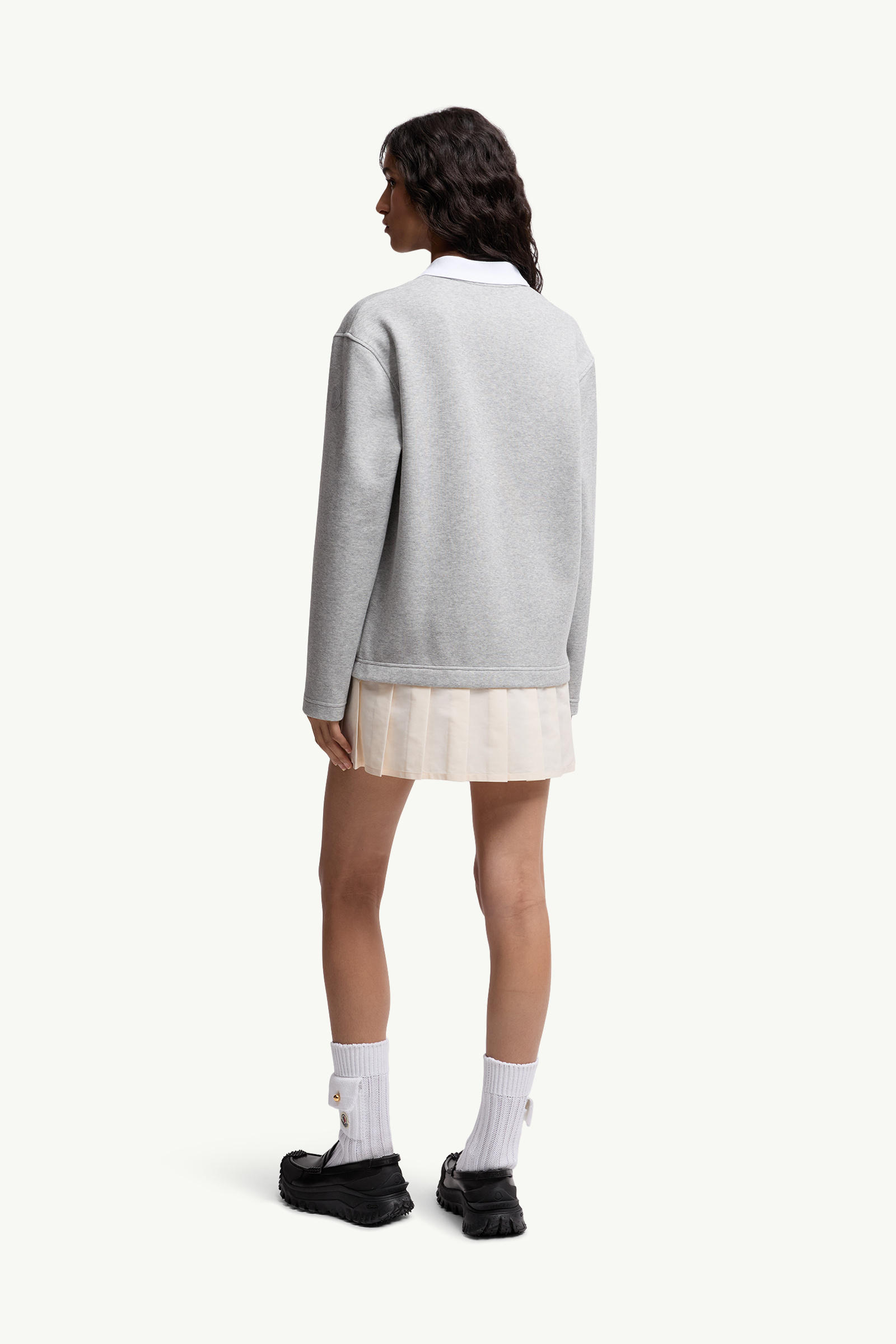 Robe polo plissée en coton mélangé Femmes Gris Moncler 4