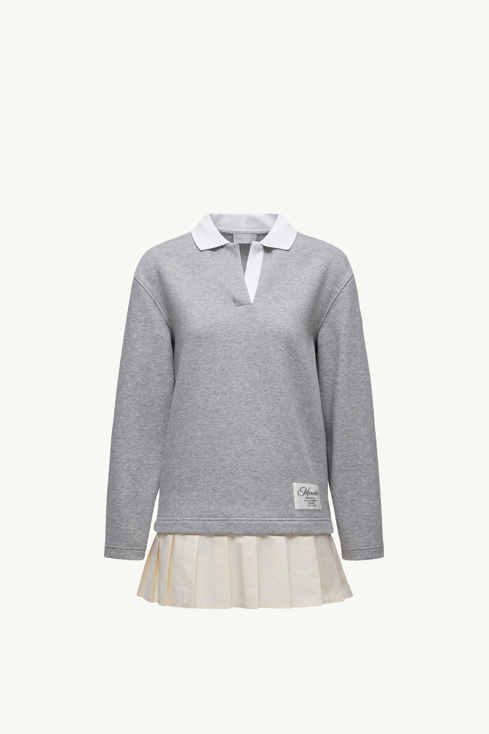 Gray Pleated Cotton Blend Polo Dress - Dresses for Women | Moncler RO