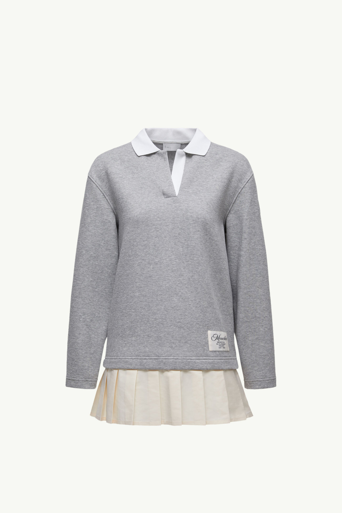 Pleated Cotton Blend Polo Dress Women Grey Moncler 2