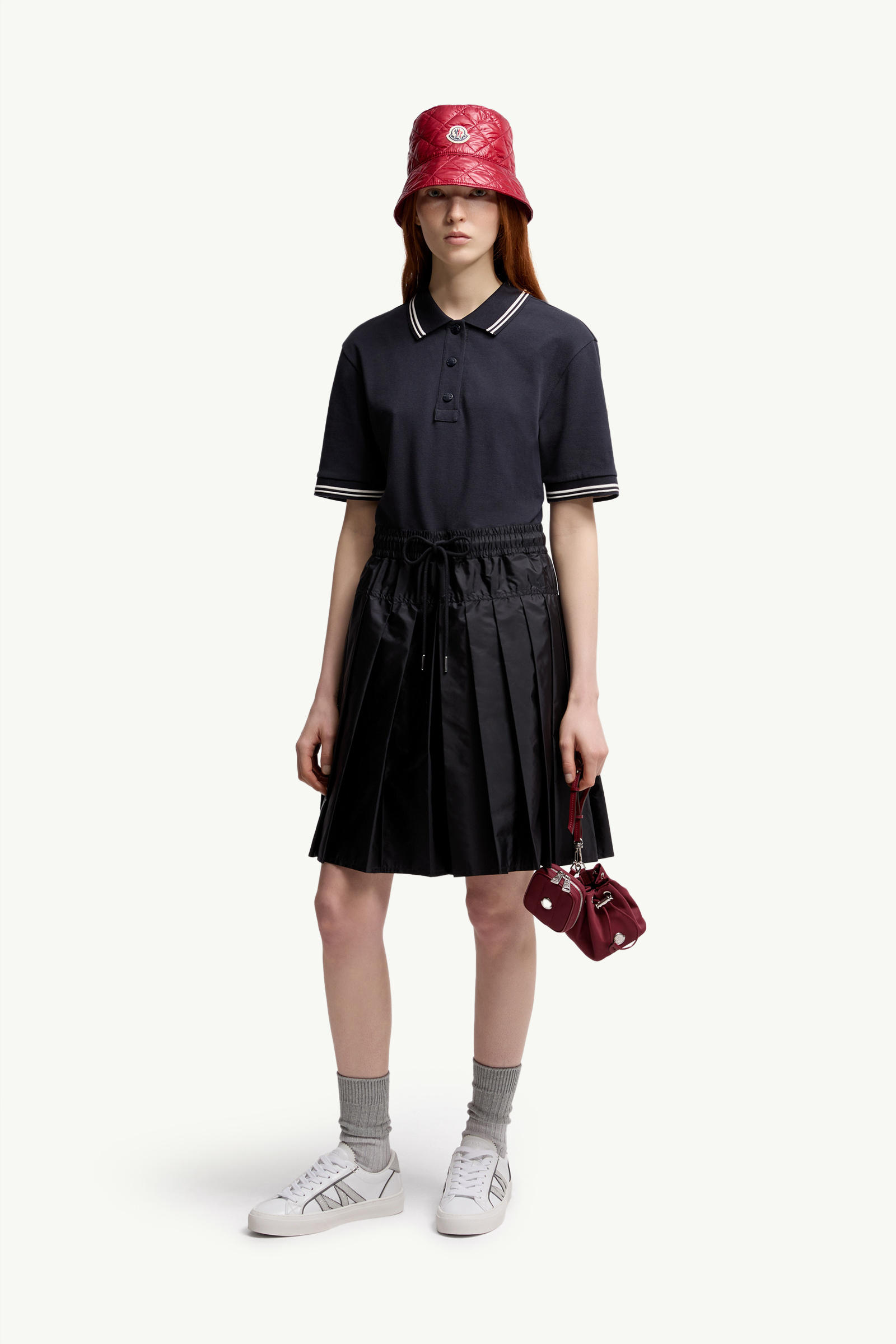 Cotton Piquet Polo Shirt Dress Women Navy Blue Moncler 0