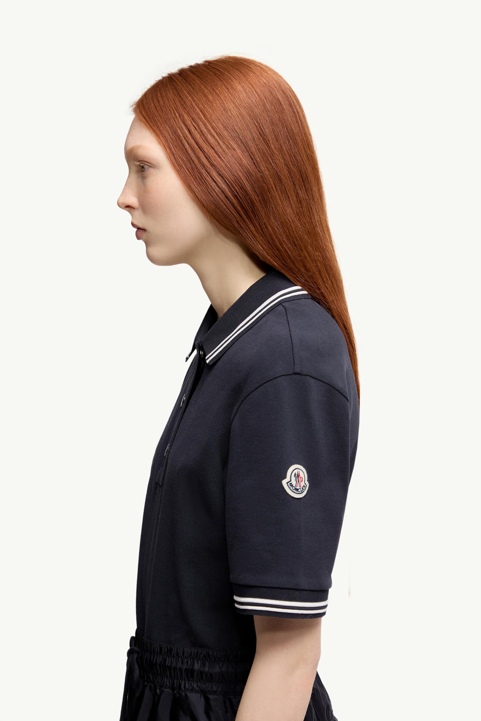 Cotton Piquet Polo Shirt Dress Women Navy Blue Moncler 1