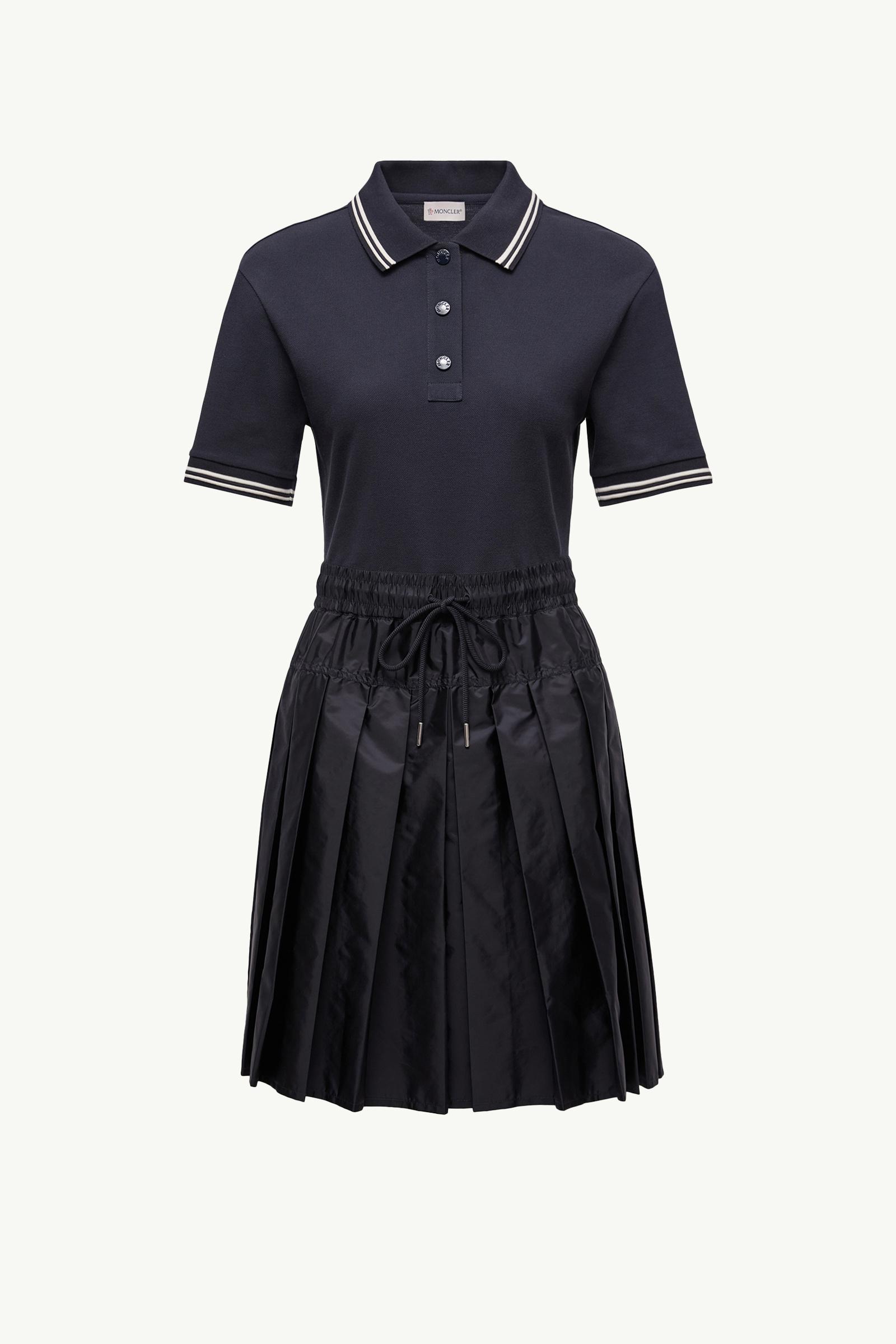 Navy Blue Cotton Piquet Polo Shirt Dress - Dresses for Women
