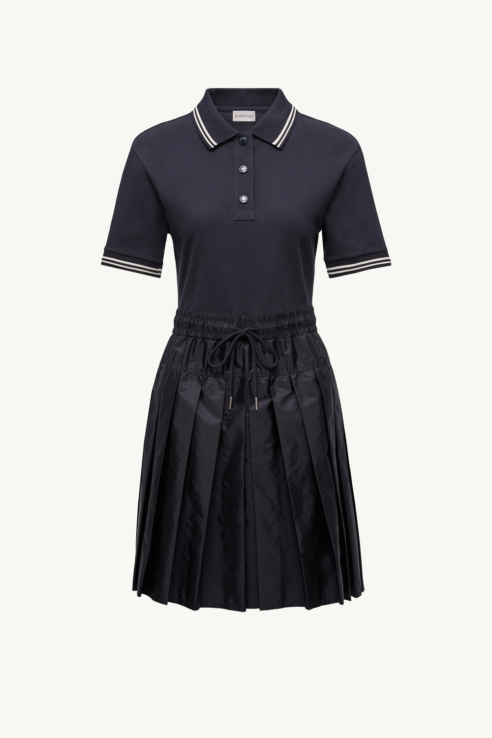 Cotton Piquet Polo Shirt Dress Women Navy Blue Moncler 2