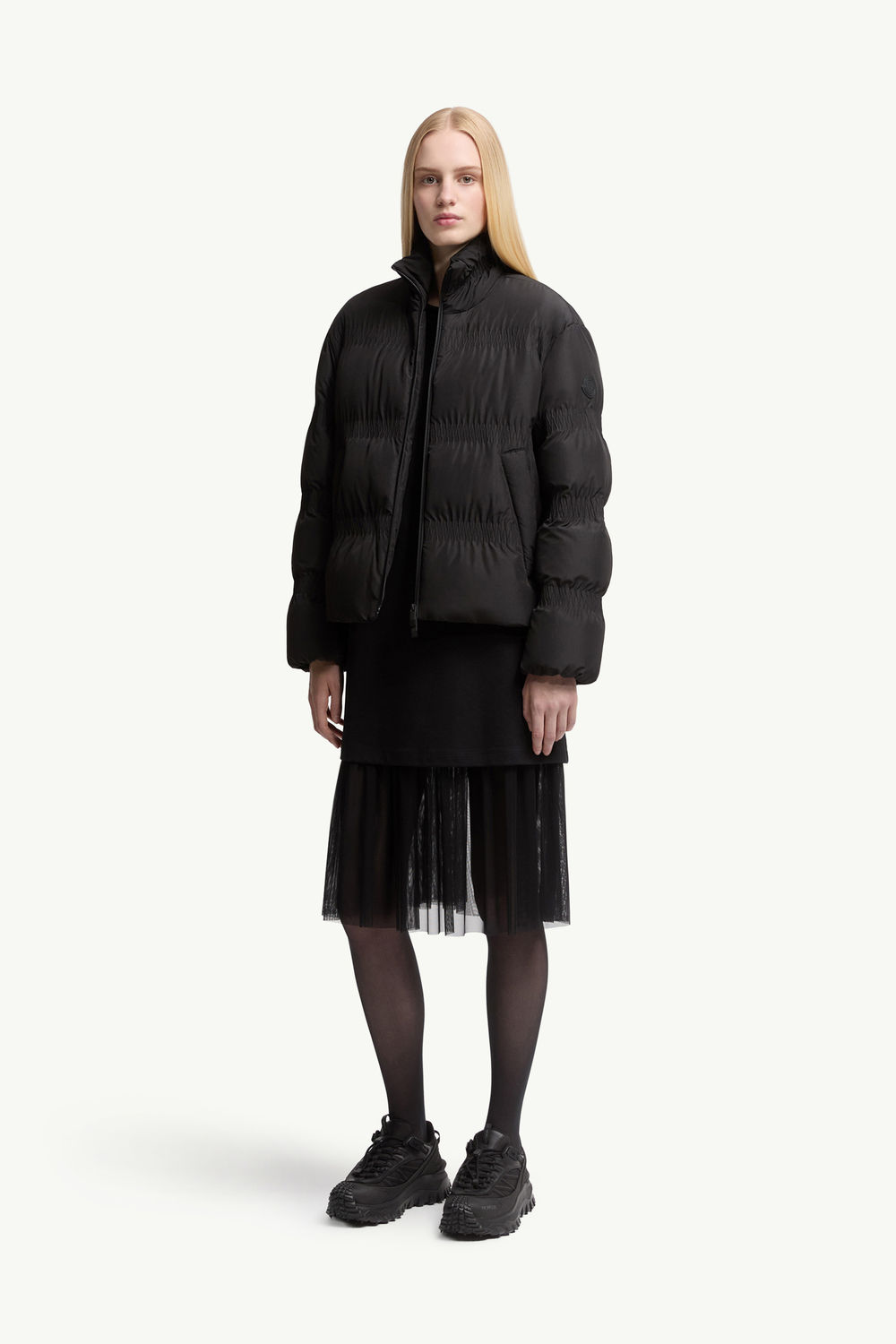 Robe en coton et tulle Femmes Noir Moncler 0