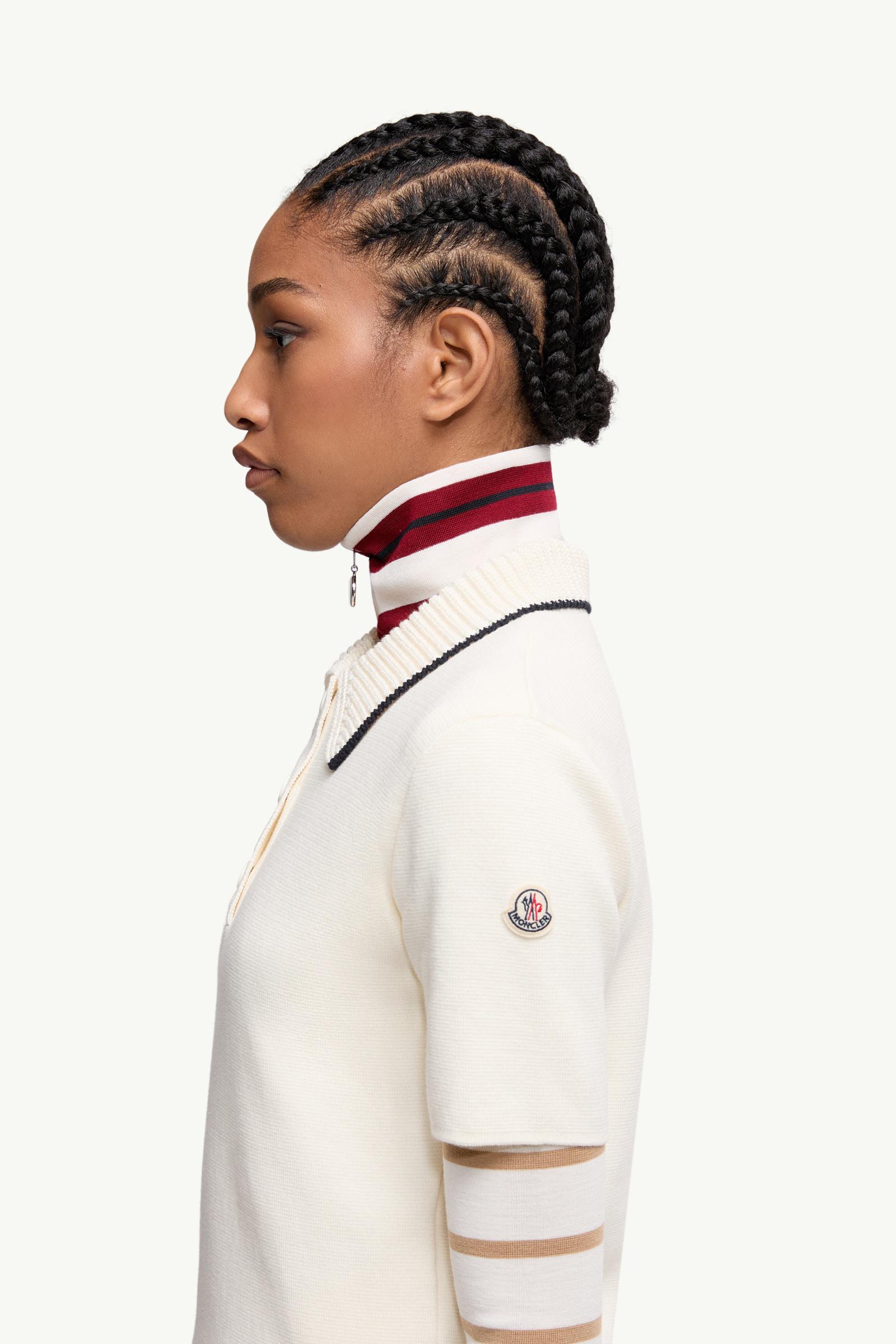 Knit Cotton Polo Shirt Women White Moncler 1