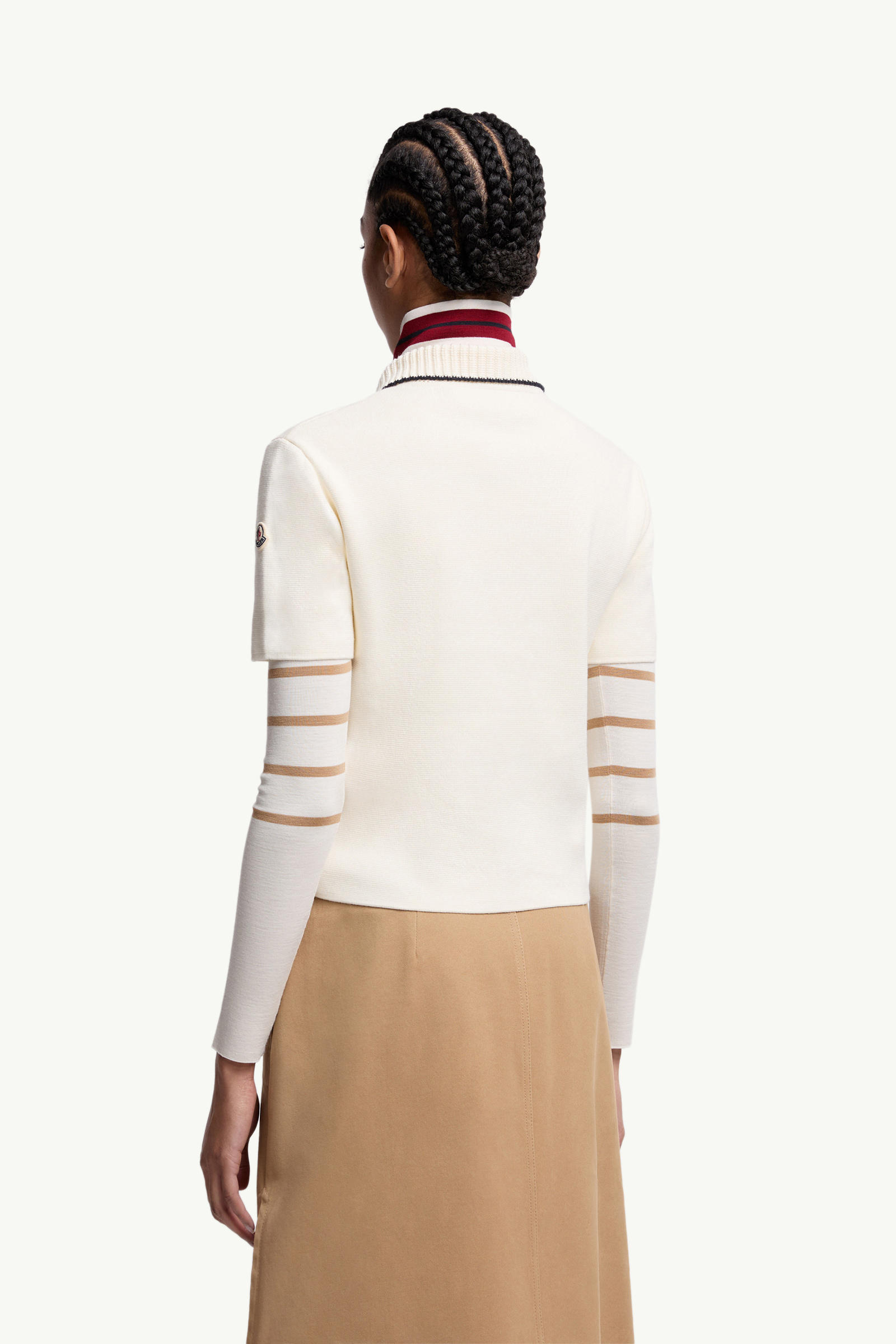 Knit Cotton Polo Shirt Women White Moncler 4