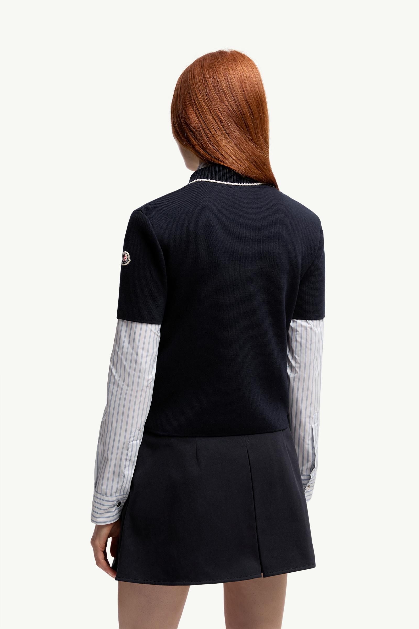 Navy Blue Knit Cotton Polo Shirt - Tops & T-Shirts for Women