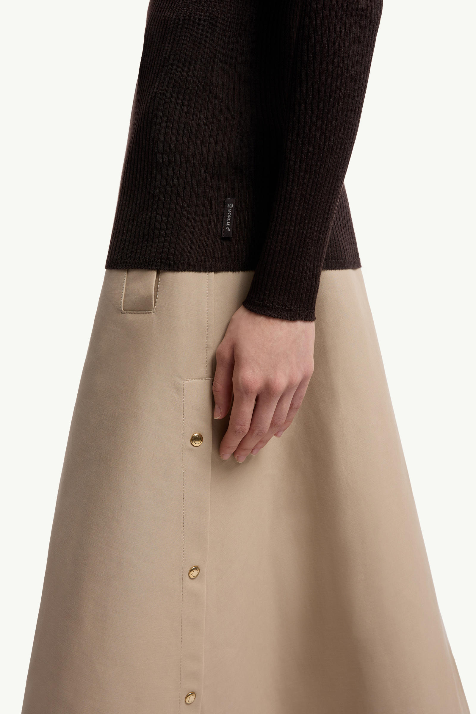 Wool Long Sleeve Polo Shirt Women Brown Moncler 5