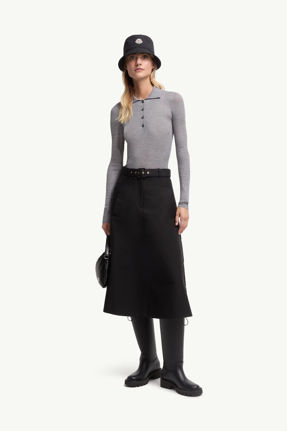 Langärmeliges Poloshirt aus Wolle Damen Grau Moncler 0