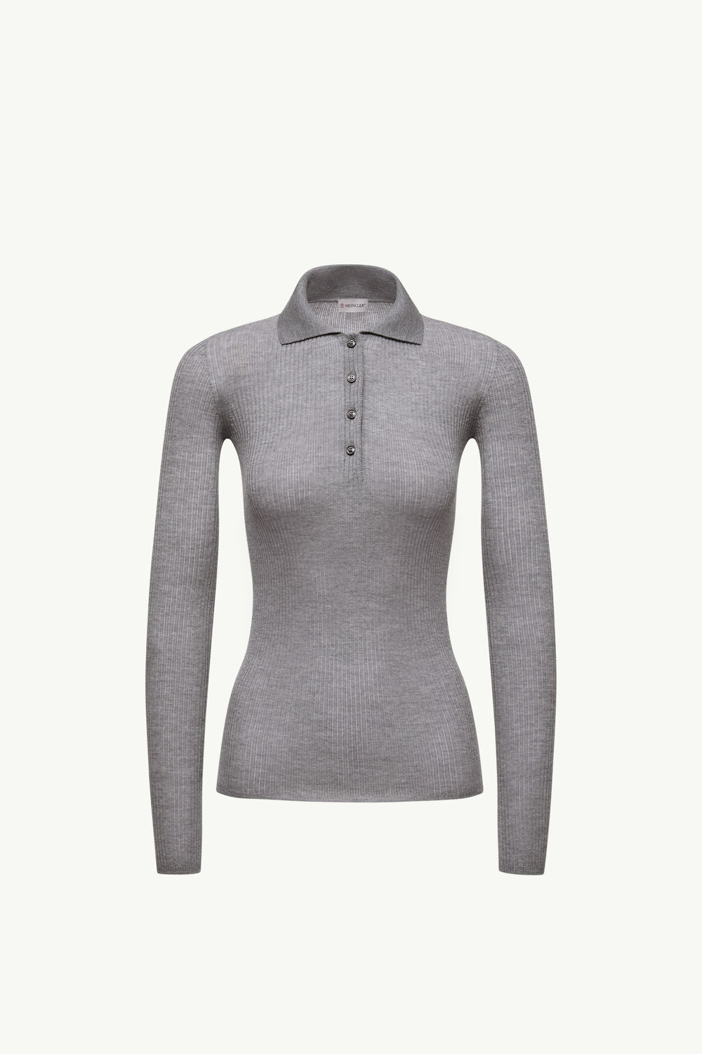 Langärmeliges Poloshirt aus Wolle Damen Grau Moncler 2