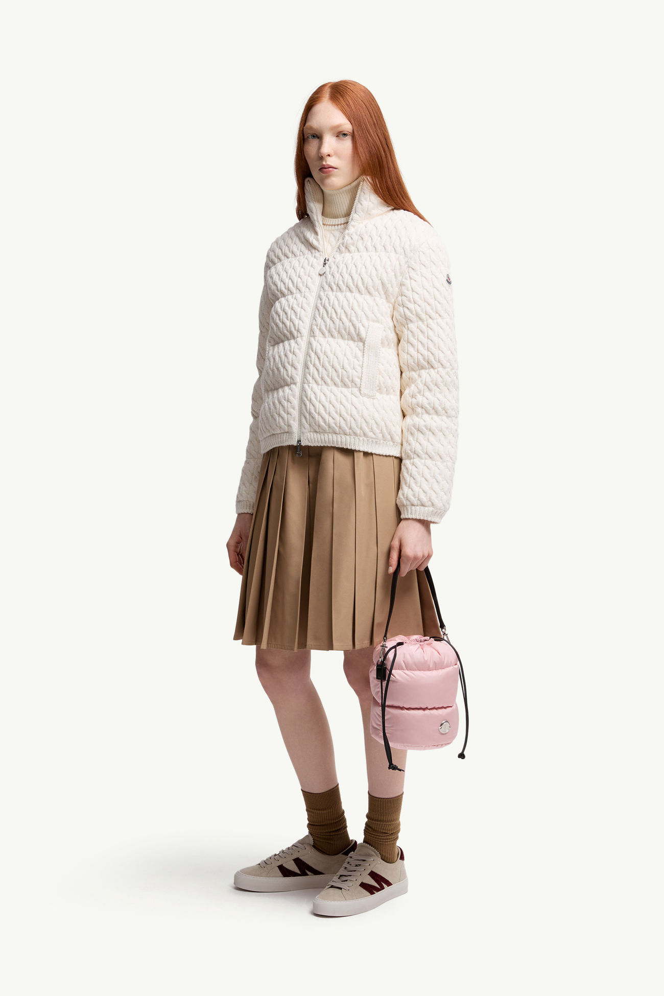 Padded Wool & Cotton Zip-Up Cardigan Women White Moncler 0