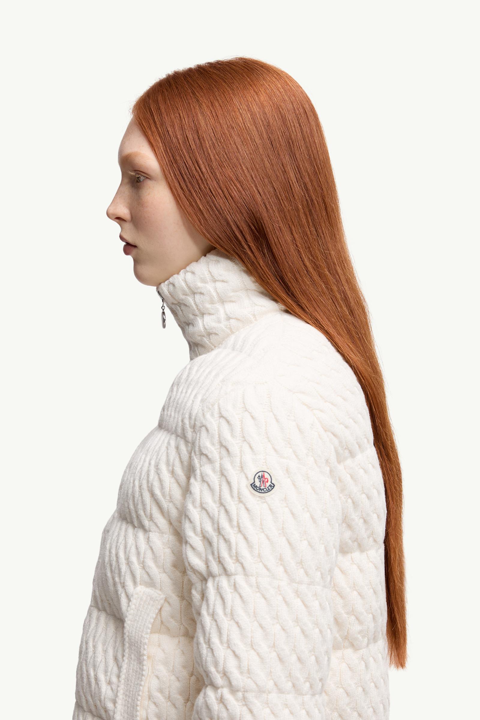 Padded Wool & Cotton Zip-Up Cardigan Women White Moncler 1