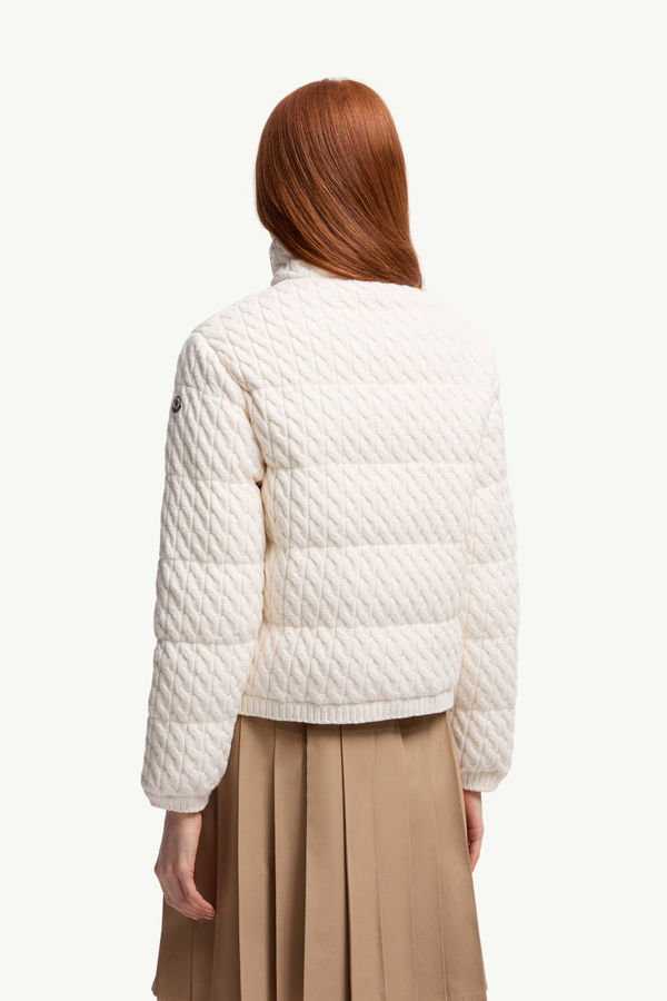 Padded Wool & Cotton Zip-Up Cardigan Women White Moncler 4