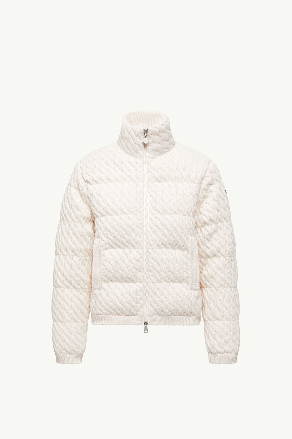 Padded Wool & Cotton Zip-Up Cardigan Women White Moncler 2