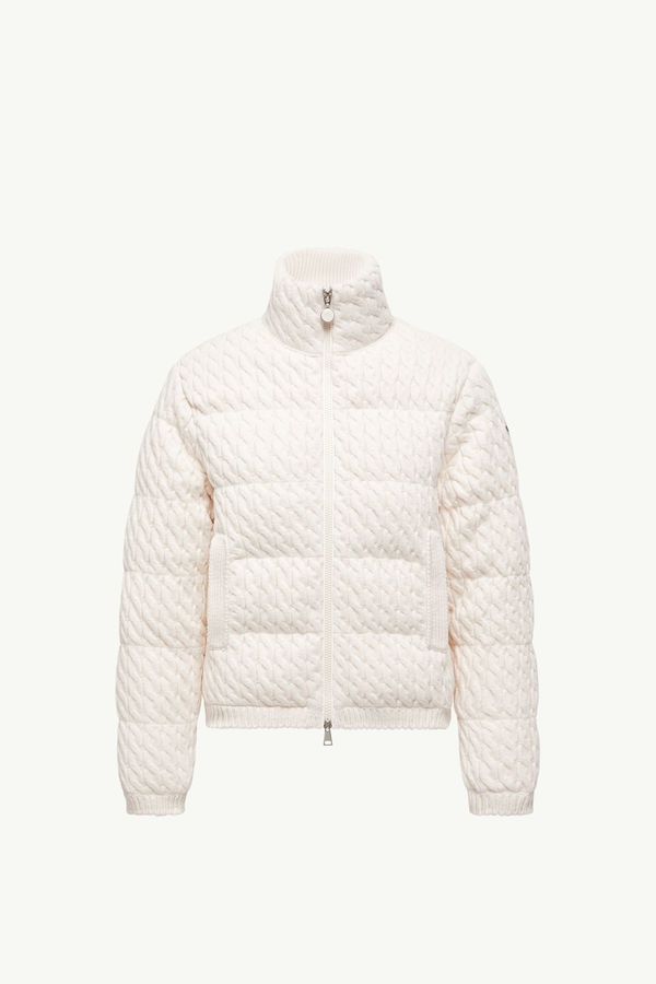 Padded Wool & Cotton Zip-Up Cardigan Women White Moncler 2