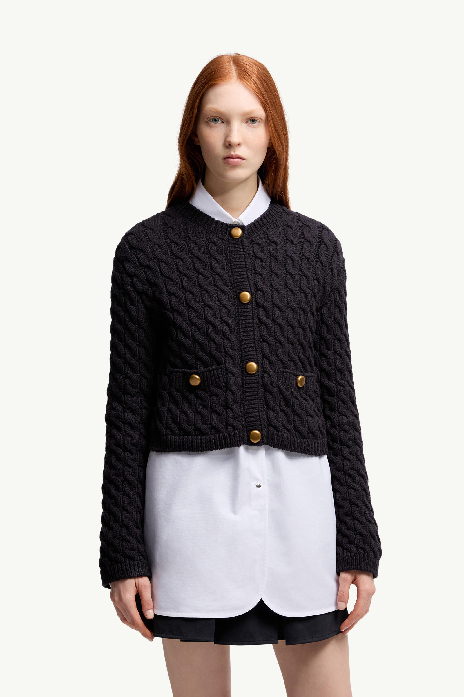 Cotton Blend Cardigan Women Navy Blue Moncler 3