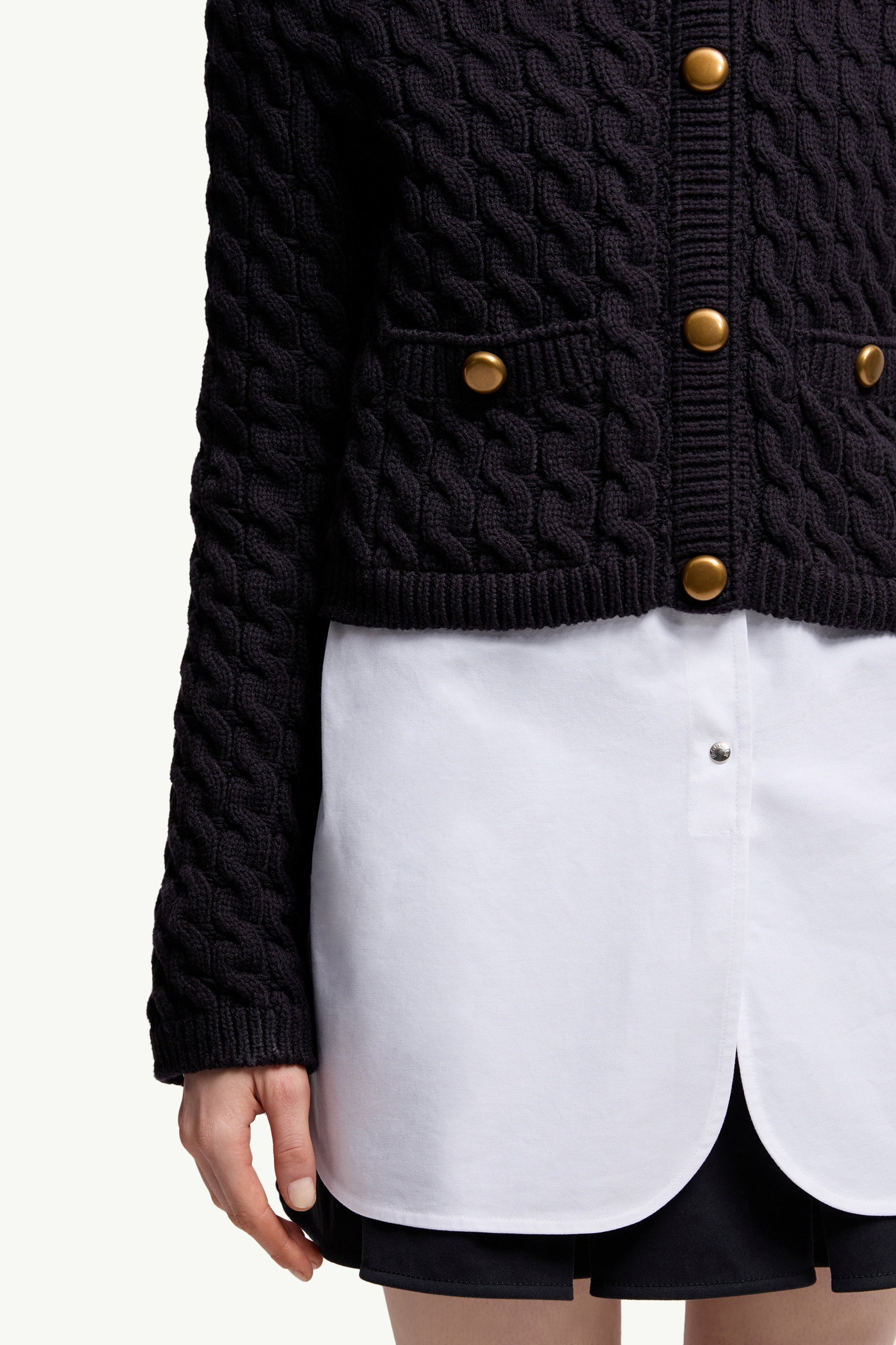 Cotton Blend Cardigan Women Navy Blue Moncler 5