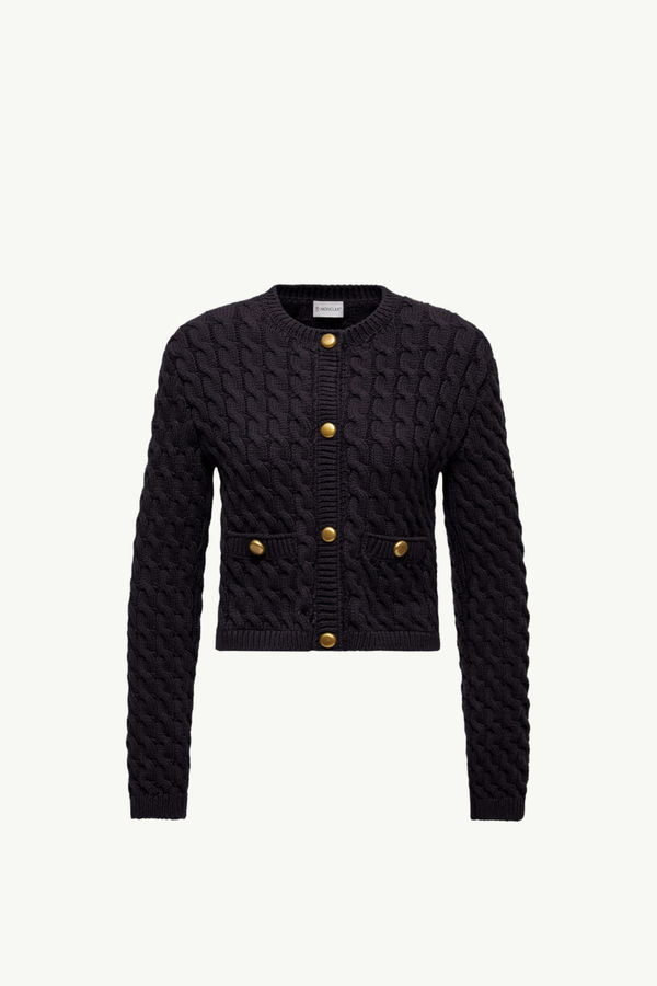 Cotton Blend Cardigan Women Navy Blue Moncler 2